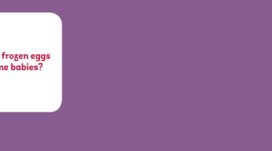 A banner with a question asking how do frozen eggs become babies