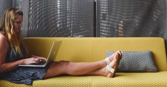 A woman on her laptop